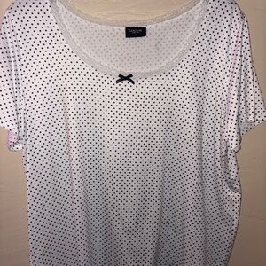 Elegant White Polka Dot Short Sleeve Top